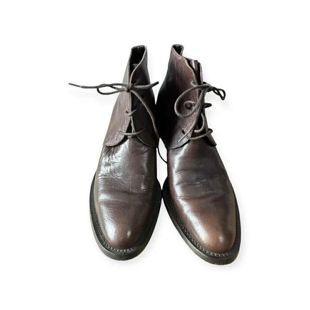Vintage Y2K, Brown Leather Chukka Booties, Italian Made, Size 39EU